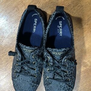 Sperry Black and Gray Animal Print Shoes
